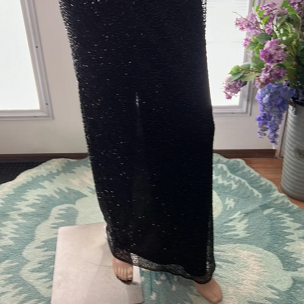 Mac Duggal Beaded Sleeveless Halter Neck Sheath Gown - Picture 3 of 16